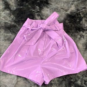 Fashion Nova Purple Paperbag Leather Shorts